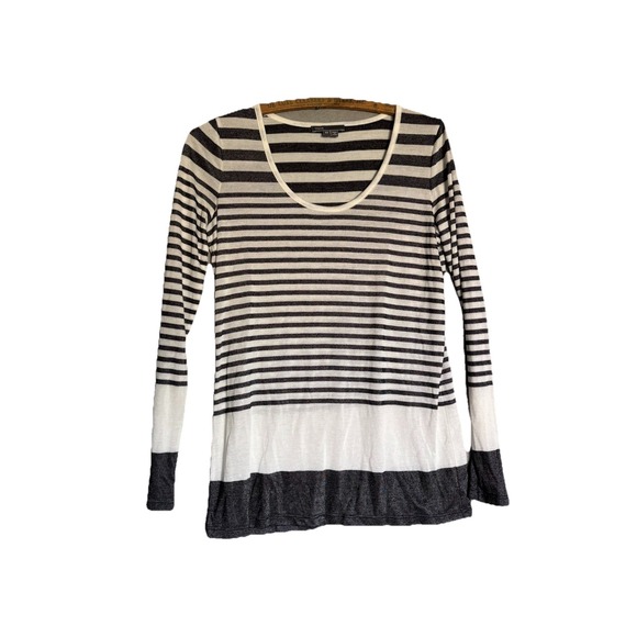 VINCE Womens Extra Small Top XS Cream Black Long Sleeve Stretch Career Office - Picture 1 of 8